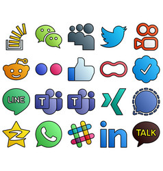 Filled Line Style Social Media Icons Women Peanut