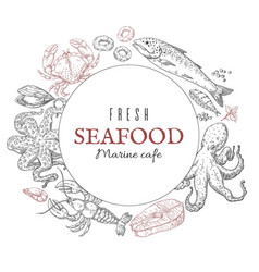 Hand Drawn Seafood Frame Marine Cafe Signboard