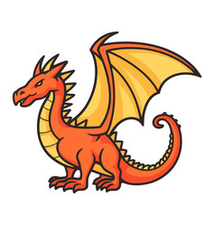 Red Orange Dragon Cartoon Standing With Wings