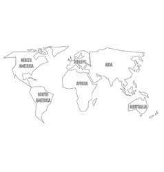 Simplified black dashed outline of world map Vector Image