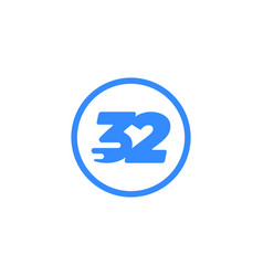 Number 32 Speed Tech Modern Icon Logo