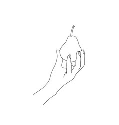 Continuous One Line Drawing Of Hand Holding Pear