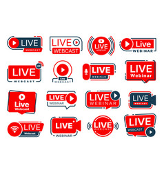 Live Webinar Webcast Online Training Icons Set