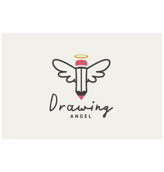 Pencil Angel Wings Halo Kids Art Drawing Logo