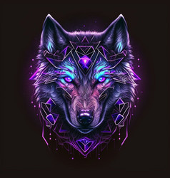 Neon Wolf Face