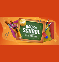 Realistic Back School Sale Horizontal Banner