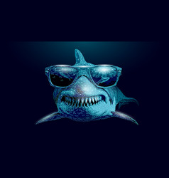 Ocean Shark In Sunglasses Open Toothy Dangerous