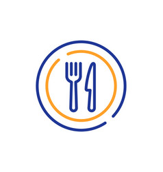 Food Line Icon Dish Plate With Fork And Knife