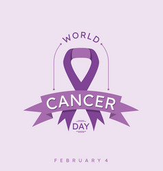 Violet Decorative Emblem Ribbon World Cancer Day