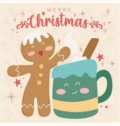 Chocolate Cup And Gingerbread Man Cartoon Merry