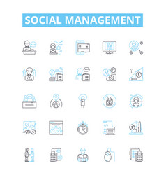 Social Management Line Icons Set