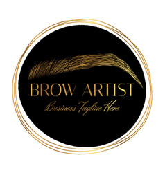 Brow Artist Round Logo With Gold Eyebrow