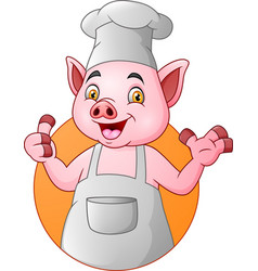 Cartoon Chef Pig Giving Thumbs Up