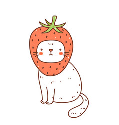 Cute Cat In A Strawberry Costume