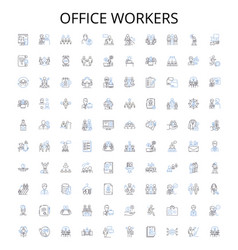 Office Workers Outline Icons Collection Office