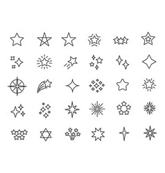 Set Of Linear Stars Icons Twinkle