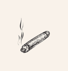 Smoking Cigar Hand Drawn Sketch