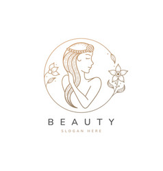 Beauty Logo With Woman Inside Circle Style Design