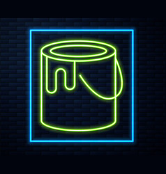 Glowing Neon Line Paint Bucket Icon Isolated