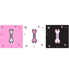 Set Wrench Spanner Icon Isolated On Pink And White