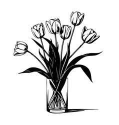 A Vase Tulips Sits On Table