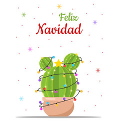 Feliz Navidad Card With Cute Christmas Cactus