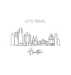 One Single Line Drawing Houston City Skyline