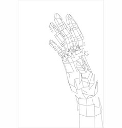 Outline human hand wire-frame style Royalty Free Vector