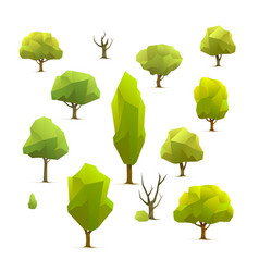 Low poly isometric trees Royalty Free Vector Image