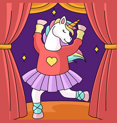 Unicorn Ballerina Dancing Colored Cartoon