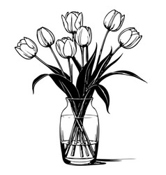 A Vase White Tulips Sits On Table