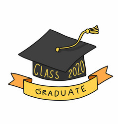 Class 2020 Graduate Square Academic Cap Cartoon