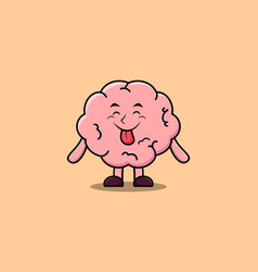 Cute Cartoon Brain With Flashy Expression