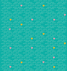 Handdrawn White Waves On Blue Green With Hearts