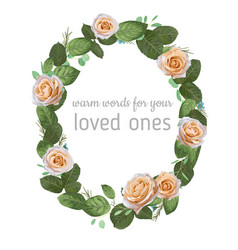 Beautiful Oval Frame Wreath Watercolor Pattern