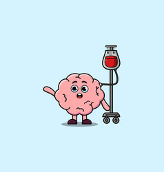 Cute Cartoon Of Brain Having Blood Transfusion