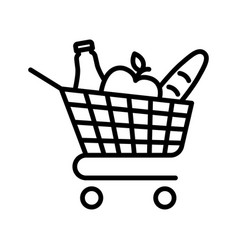 Full Grocery Shopping Cart Shop Trolley With Food