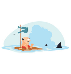 Man On Raft Surrounded By Sharks For Internet