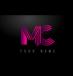 Mc Magenta Lines Letter Logo Creative Line