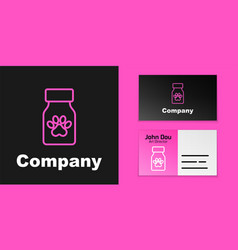 Pink Line Medicine Bottle And Pills Icon Isolated