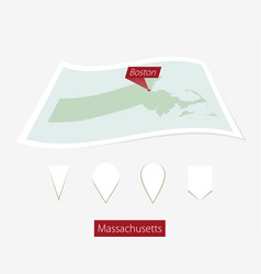 Curved Paper Map Massachusetts State