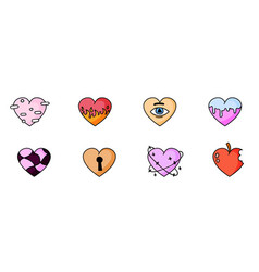 Set Of Hearts Collection Of Retro Sticker