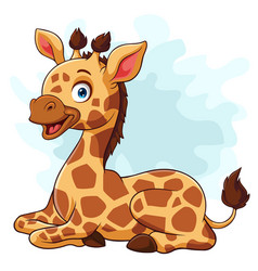 Cartoon Funny Little Giraffe Sitting