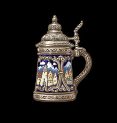 German Stein Beer Mug With Decorations In The Form