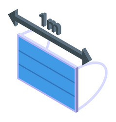 Medical Mask Keep Distance Icon Isometric Style