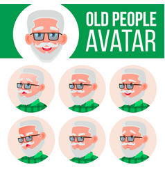 Old Man Avatar Set Face Emotions Senior