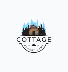 Vintage Forest Wooden Cottage Logo Design