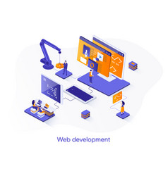 Web Development Isometric Banner Full Stack