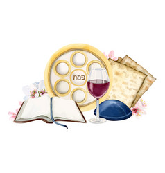 Happy Passover Greeting Banner With Matzah