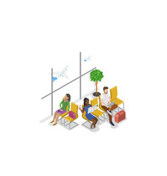 3d Isometric Flat Set Of Airport Scenes